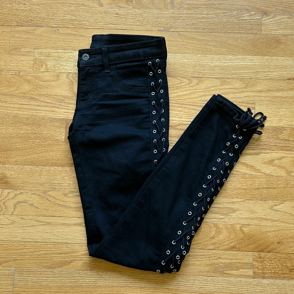 LF CARMAR Black Jeans w/Grommets & Lacing